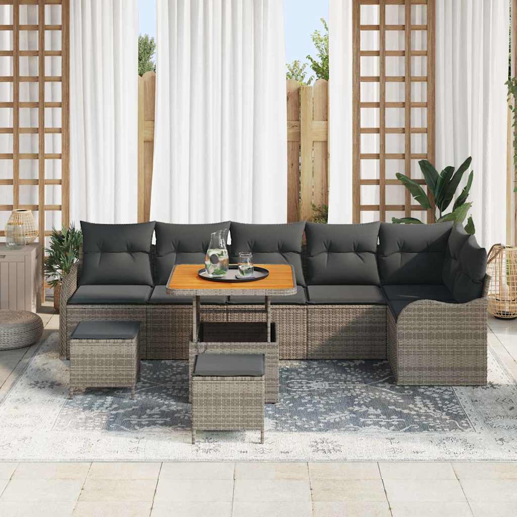 Set Divano da Giardino con cuscino con cuscino 9 pcs Grigio