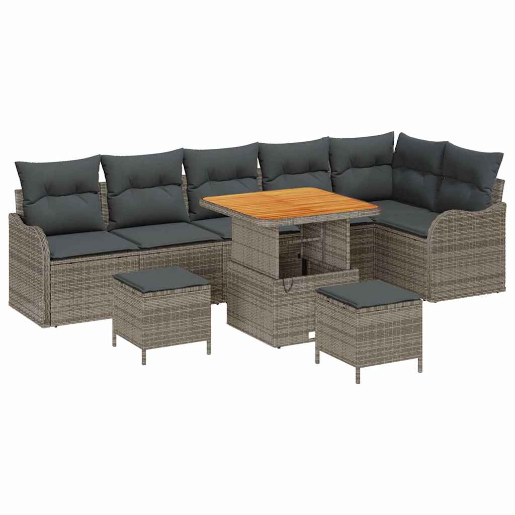 Set Divano da Giardino con cuscino con cuscino 9 pcs Grigio