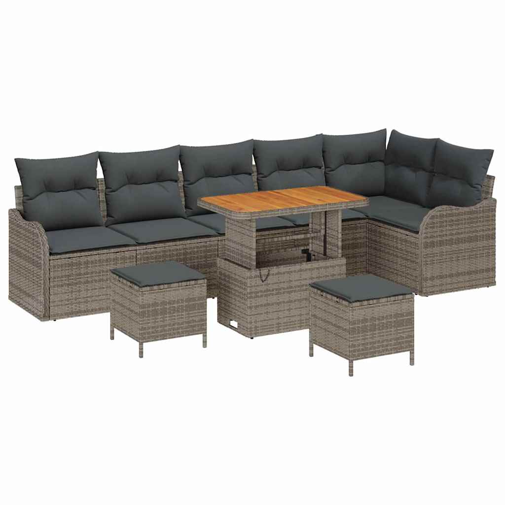 Set Divano da Giardino con cuscino con cuscino 9 pcs Grigio