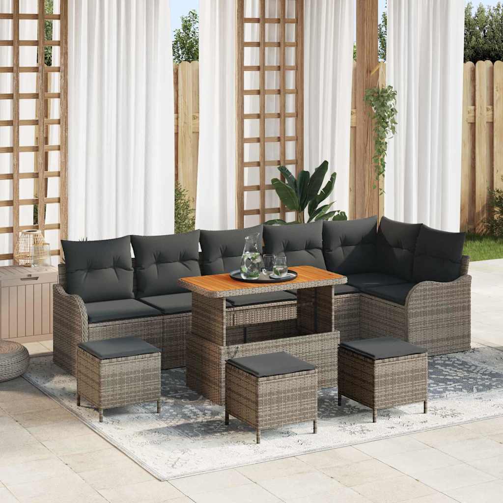 Set Divano da Giardino con cuscino con cuscino 10 pcs Grigio