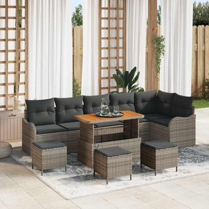 Set Divano da Giardino con cuscino con cuscino 10 pcs Grigio