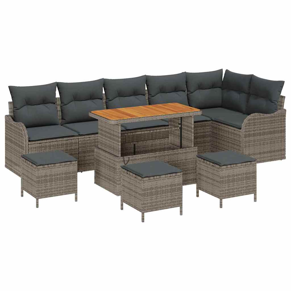 Set Divano da Giardino con cuscino con cuscino 10 pcs Grigio