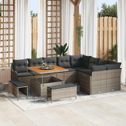 Set Divano da Giardino con cuscino con cuscino 12 pcs Grigio