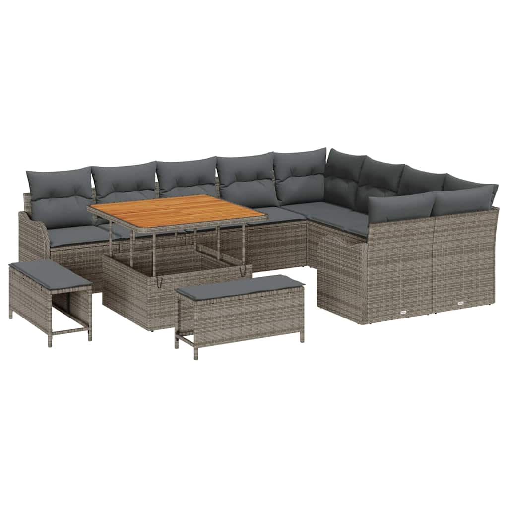 Set Divano da Giardino con cuscino con cuscino 12 pcs Grigio