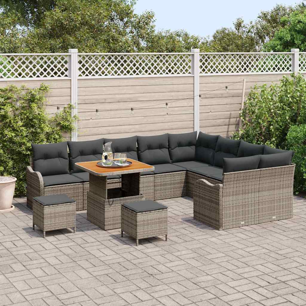 Set Divano da Giardino con cuscino con cuscino 12 pcs Grigio