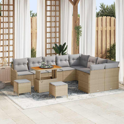 Set Divano da Giardino con cuscino 12 pcs Beige e Grigio Chiaro