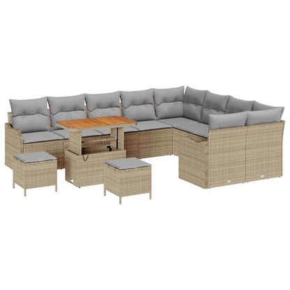 Set Divano da Giardino con cuscino 12 pcs Beige e Grigio Chiaro