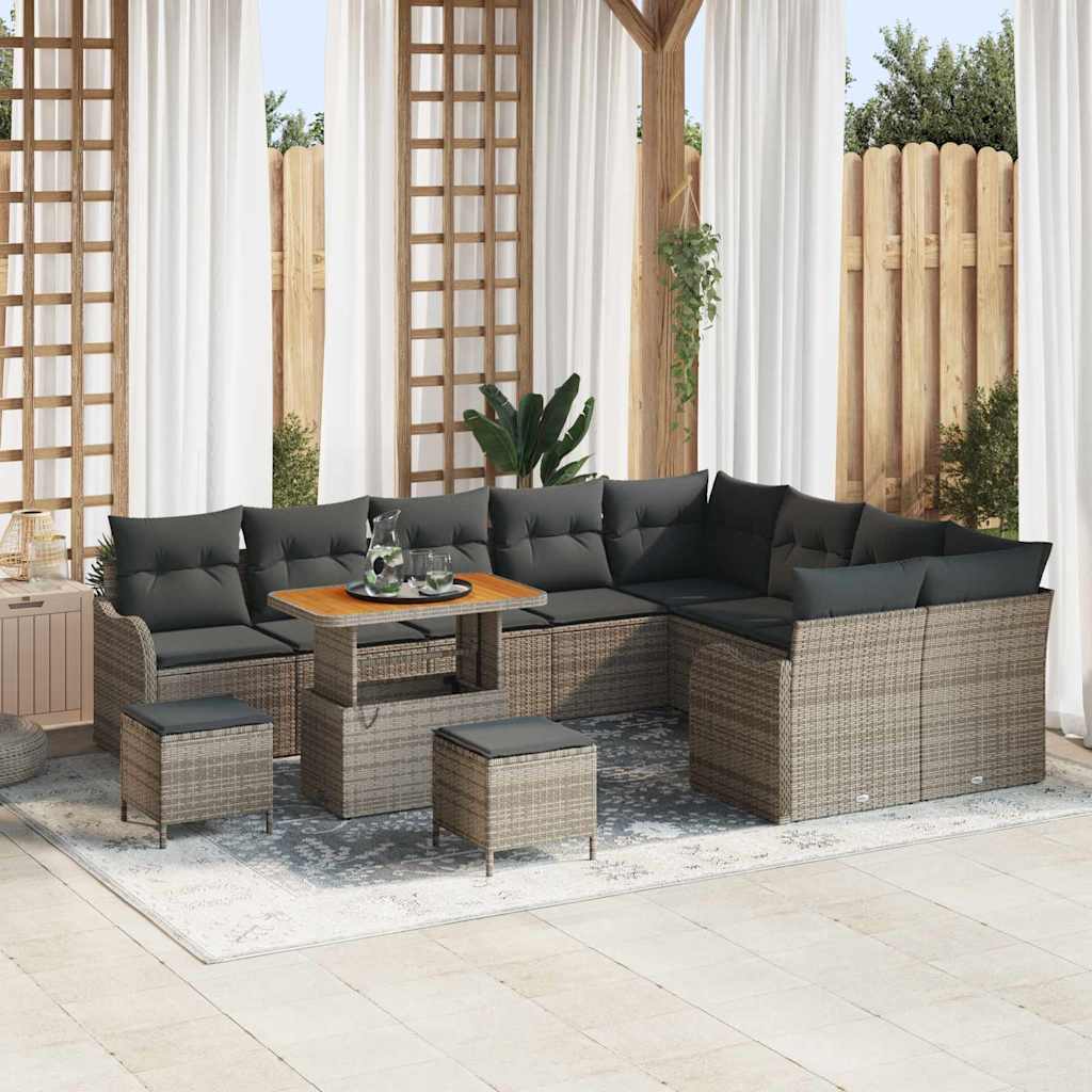 Set Divano da Giardino con cuscino con cuscino 12 pcs Grigio