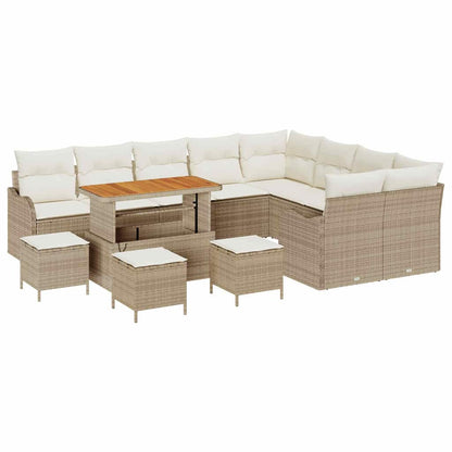 Set Divano da Giardino con cuscino 13 pcs Beige e Crema