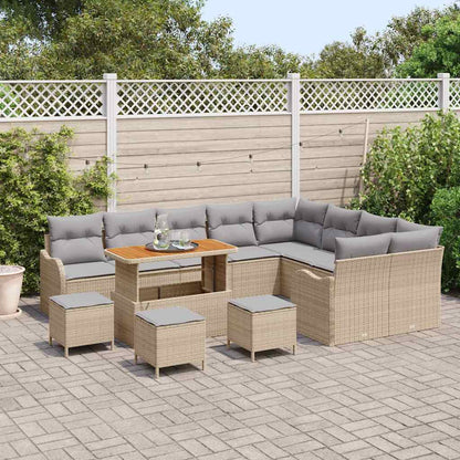Set Divano da Giardino con cuscino 13 pcs Beige e Grigio Chiaro
