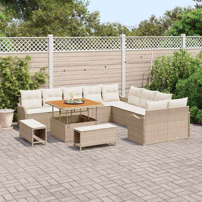 Set Divano da Giardino con cuscino 13 pcs Beige e Crema