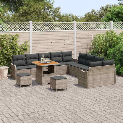 Set Divano da Giardino con cuscino con cuscino 13 pcs Grigio