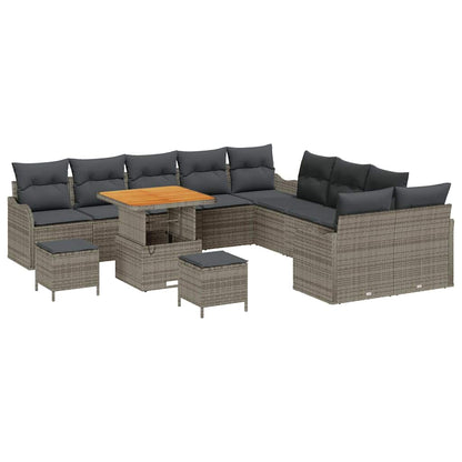 Set Divano da Giardino con cuscino con cuscino 13 pcs Grigio