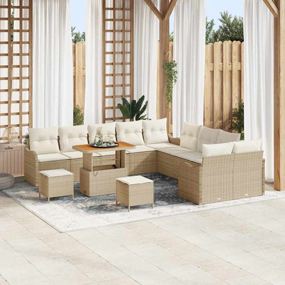 Set Divano da Giardino con cuscino 13 pcs Beige e Crema