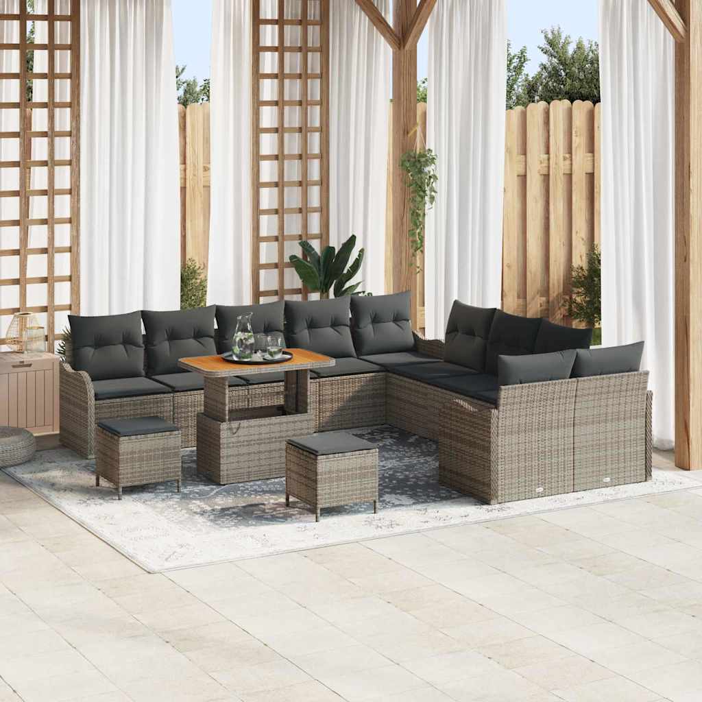 Set Divano da Giardino con cuscino con cuscino 13 pcs Grigio