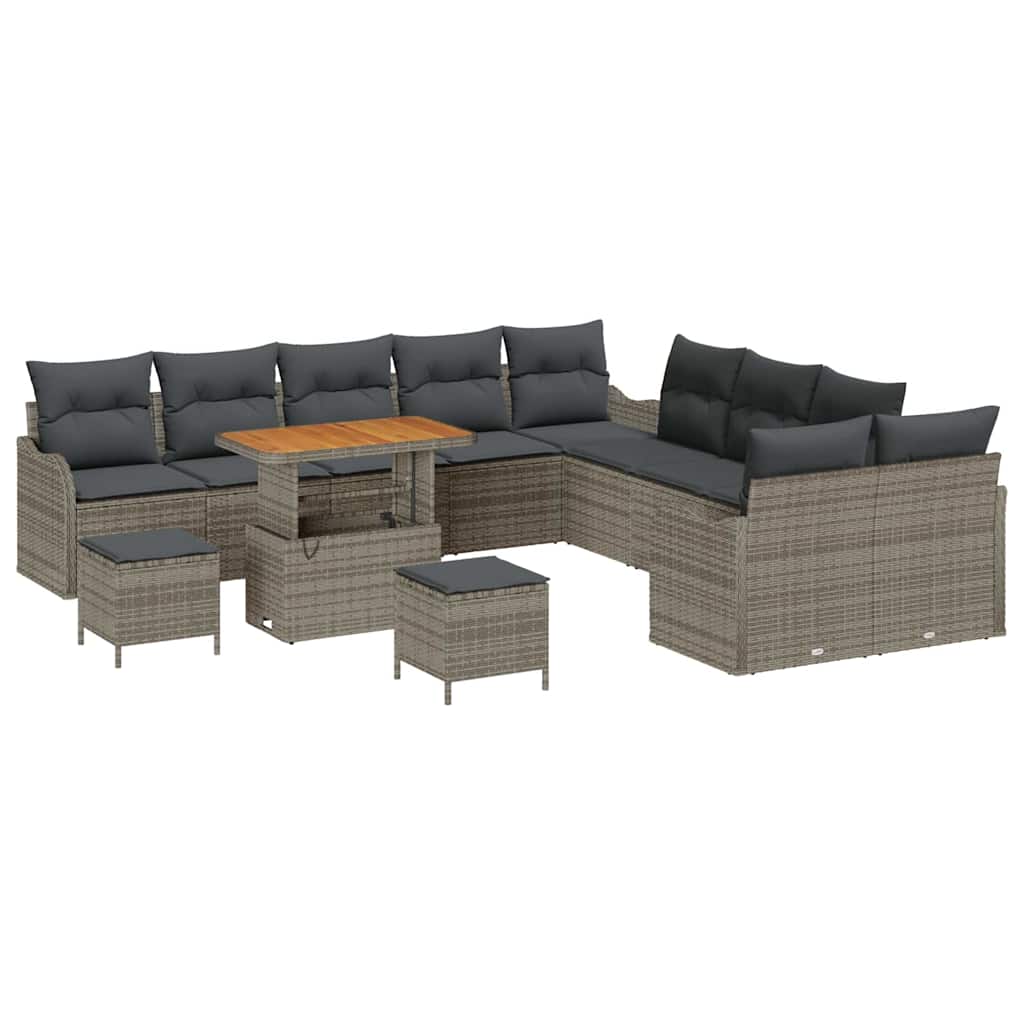 Set Divano da Giardino con cuscino con cuscino 13 pcs Grigio