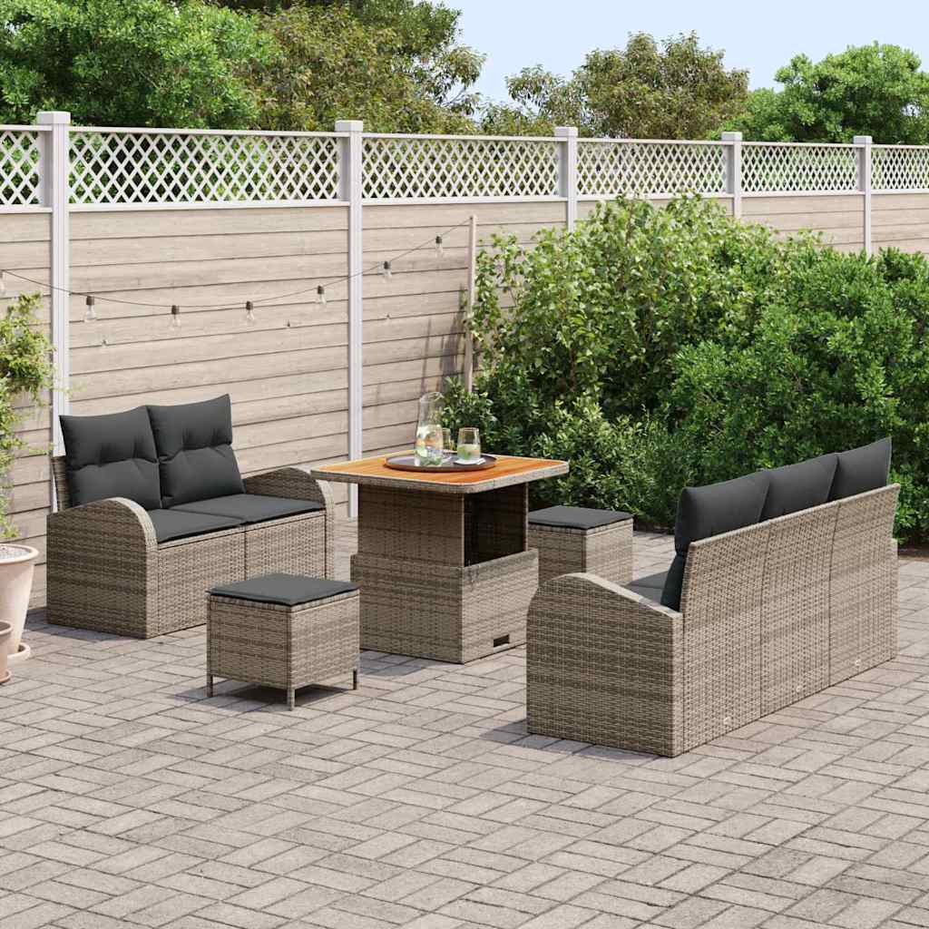 Set Divano da Giardino con cuscino con cuscino 8 pcs Grigio