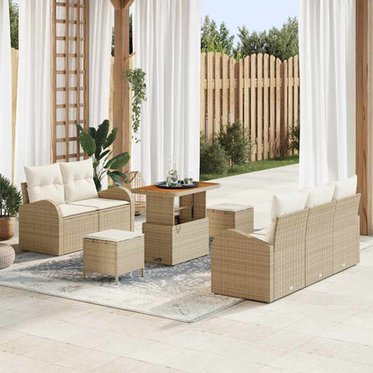 Set Divano da Giardino con cuscino 8 pcs Beige e Crema