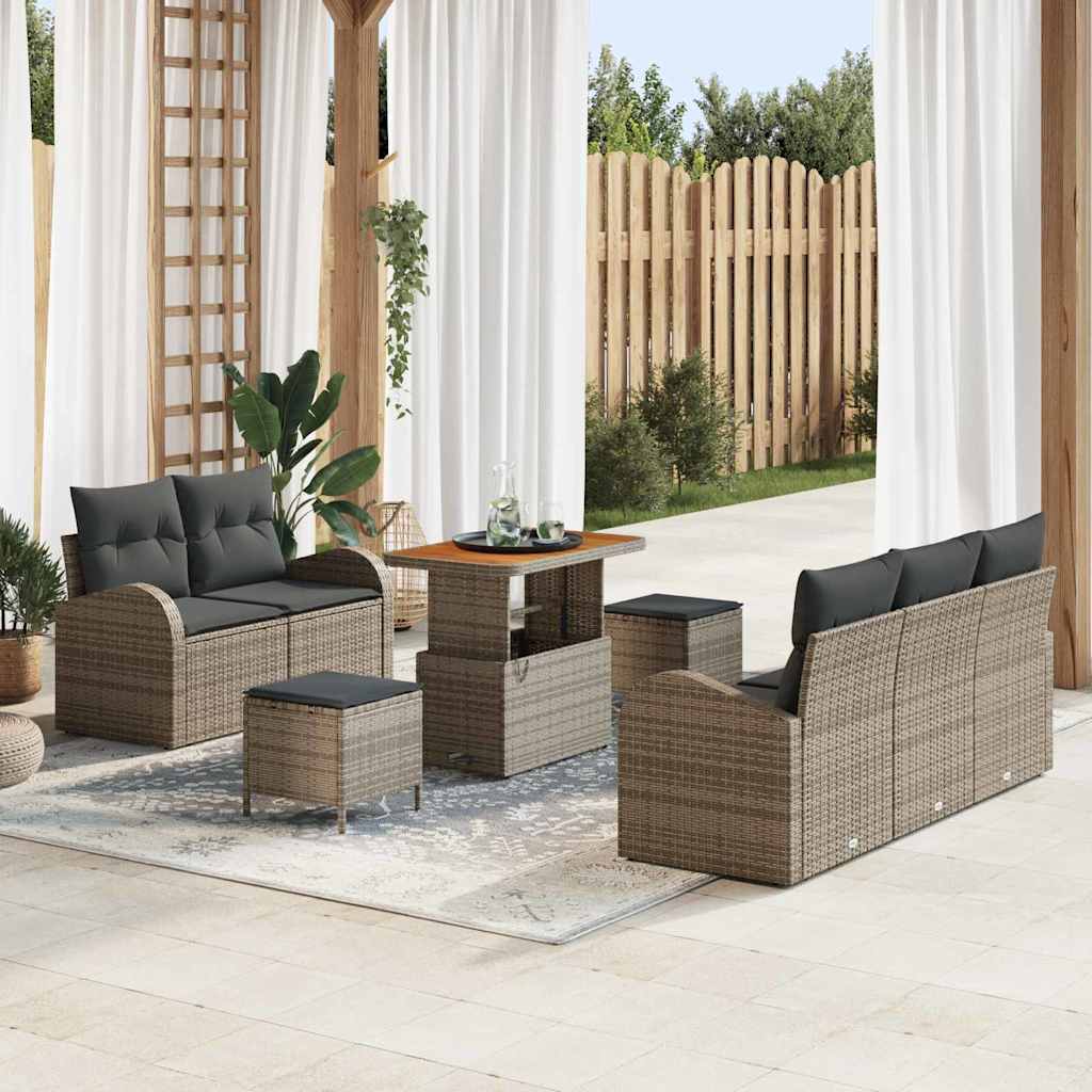 Set Divano da Giardino con cuscino con cuscino 8 pcs Grigio