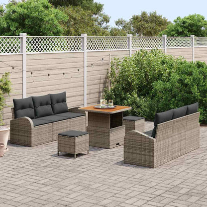 Set Divano da Giardino con cuscino con cuscino 9 pcs Grigio