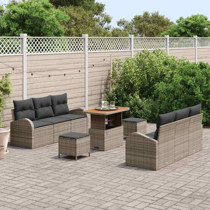 Set Divano da Giardino con cuscino con cuscino 9 pcs Grigio