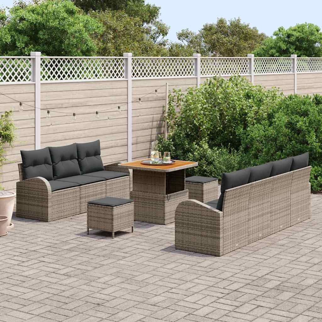 Set Divano da Giardino con cuscino con cuscino 10 pcs Grigio