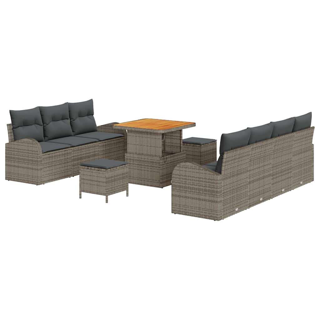 Set Divano da Giardino con cuscino con cuscino 10 pcs Grigio