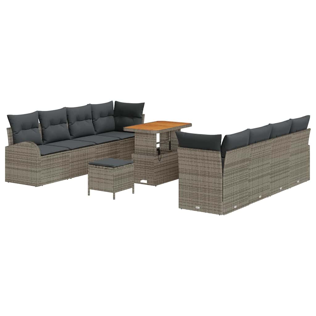 Set Divano da Giardino con cuscino con cuscino 11 pcs Grigio