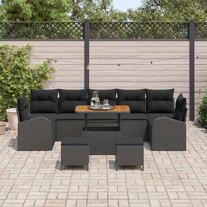 Set Divano da Giardino con cuscino con cuscino 10 pcs Nero