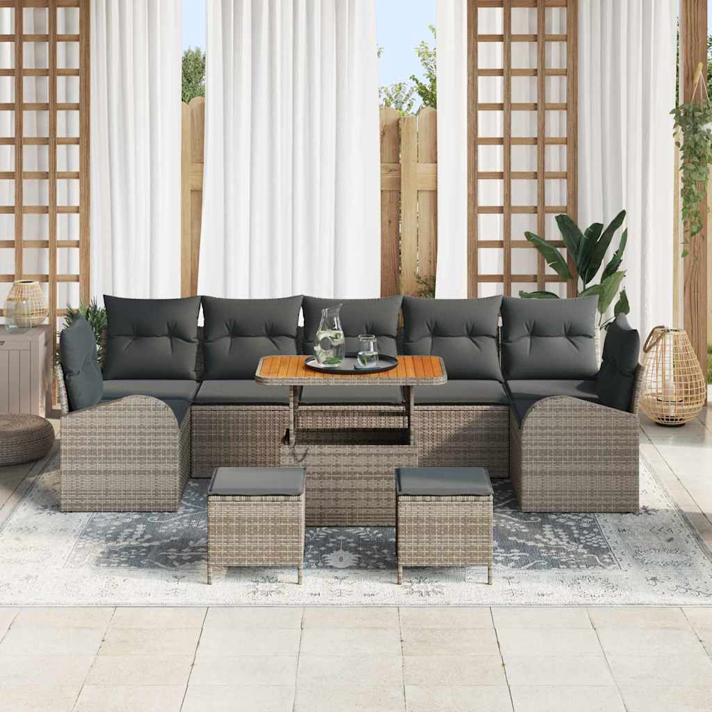 Set Divano da Giardino con cuscino con cuscino 10 pcs Grigio