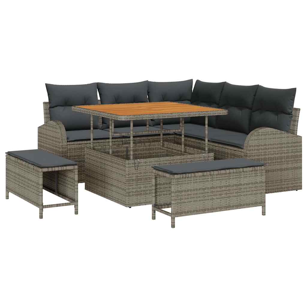 Set Divano da Giardino con cuscino con cuscino 8 pcs Grigio