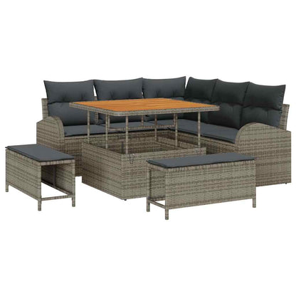 Set Divano da Giardino con cuscino con cuscino 8 pcs Grigio