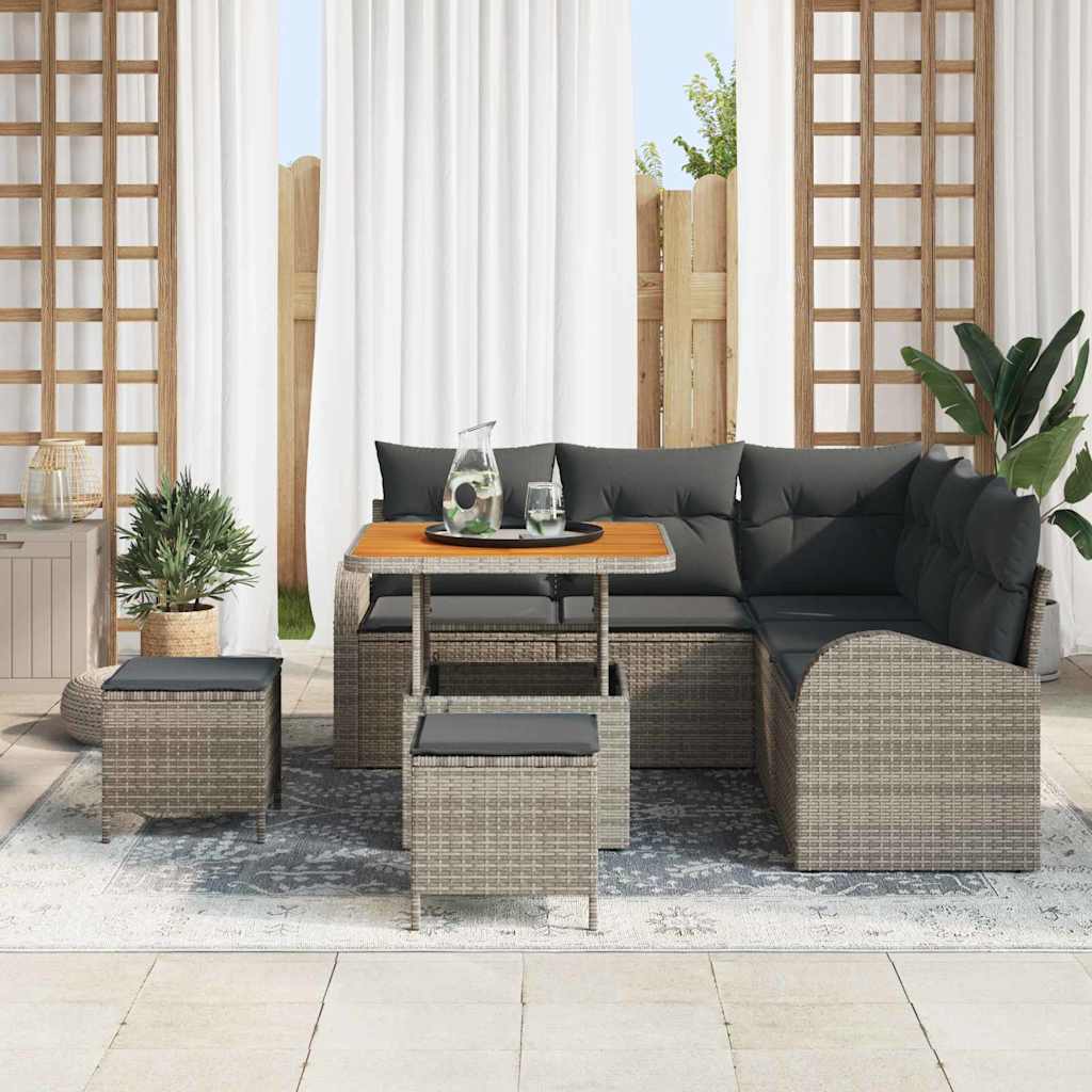 Set Divano da Giardino con cuscino con cuscino 8 pcs Grigio