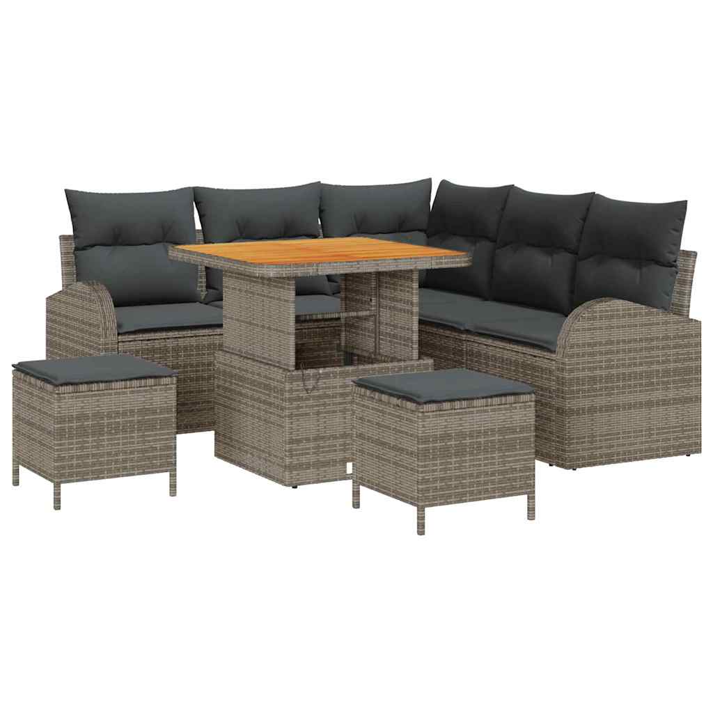 Set Divano da Giardino con cuscino con cuscino 8 pcs Grigio