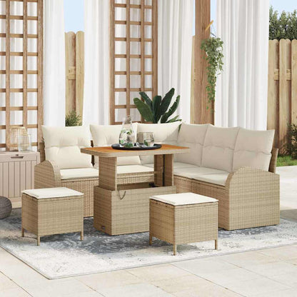 Set Divano da Giardino con cuscino 8 pcs Beige e Crema