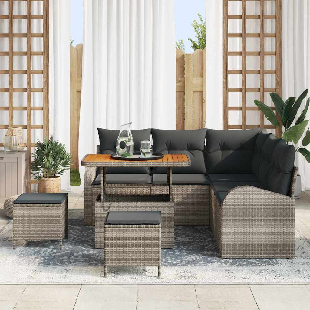 Set Divano da Giardino con cuscino con cuscino 8 pcs Grigio