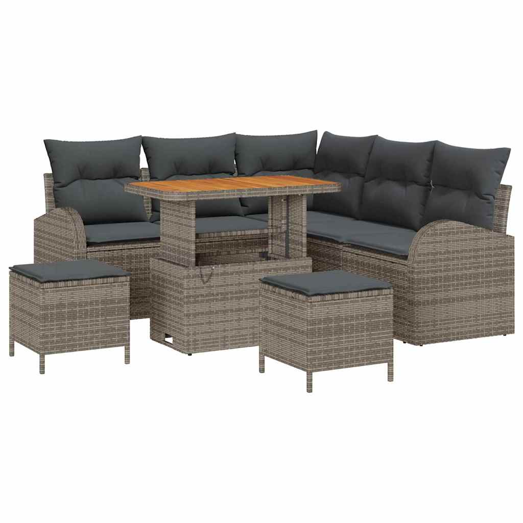 Set Divano da Giardino con cuscino con cuscino 8 pcs Grigio