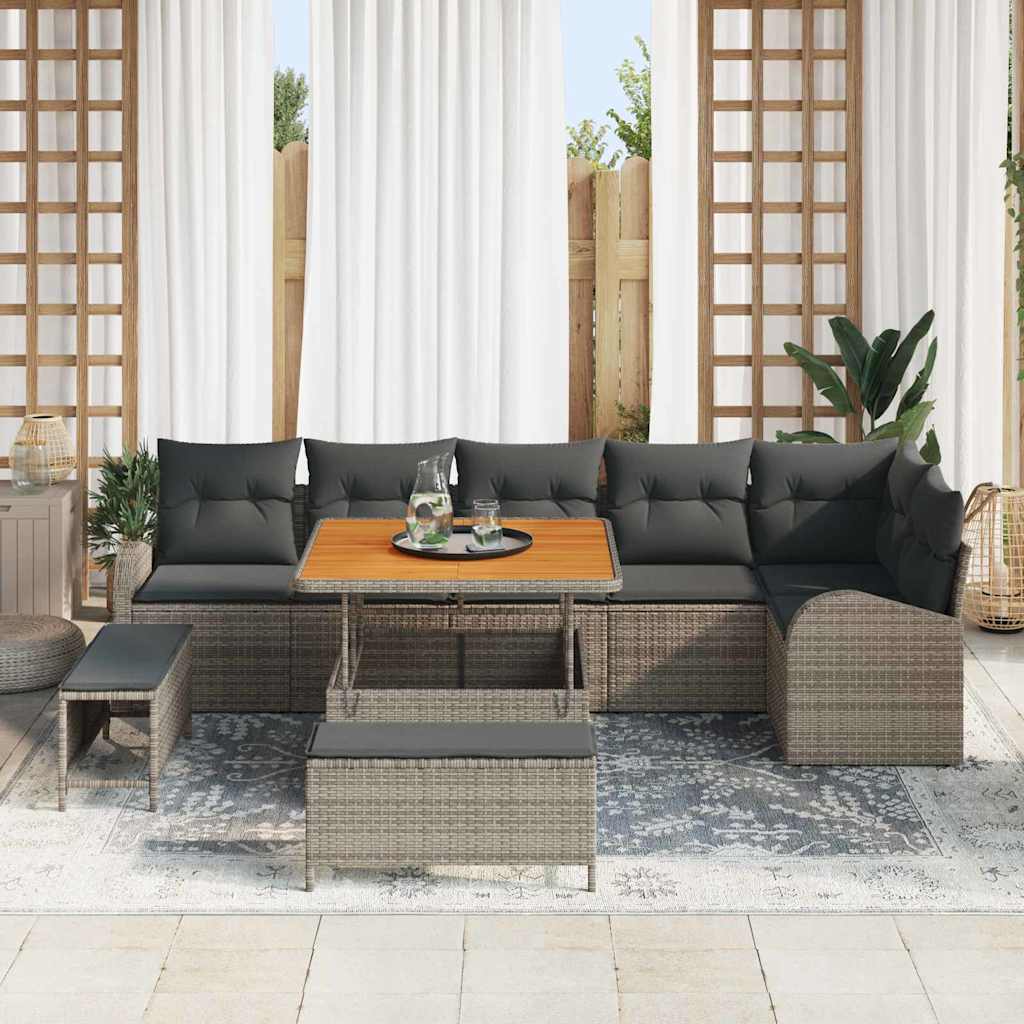 Set Divano da Giardino con cuscino con cuscino 9 pcs Grigio