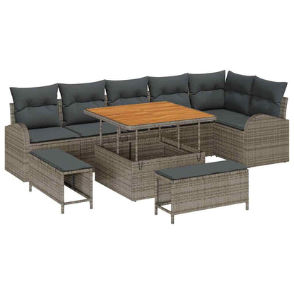 Set Divano da Giardino con cuscino con cuscino 9 pcs Grigio