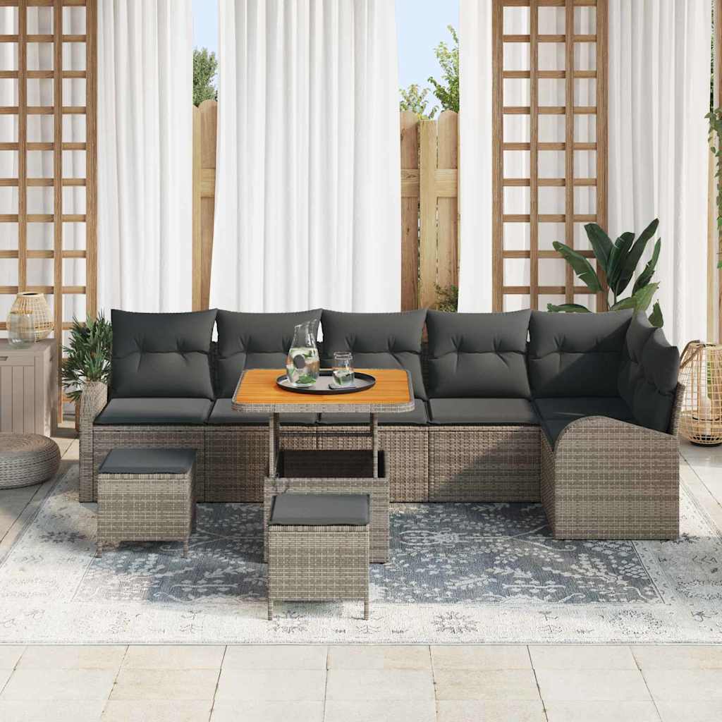 Set Divano da Giardino con cuscino con cuscino 9 pcs Grigio