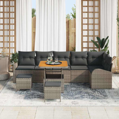 Set Divano da Giardino con cuscino con cuscino 9 pcs Grigio
