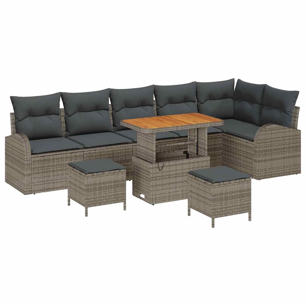 Set Divano da Giardino con cuscino con cuscino 9 pcs Grigio