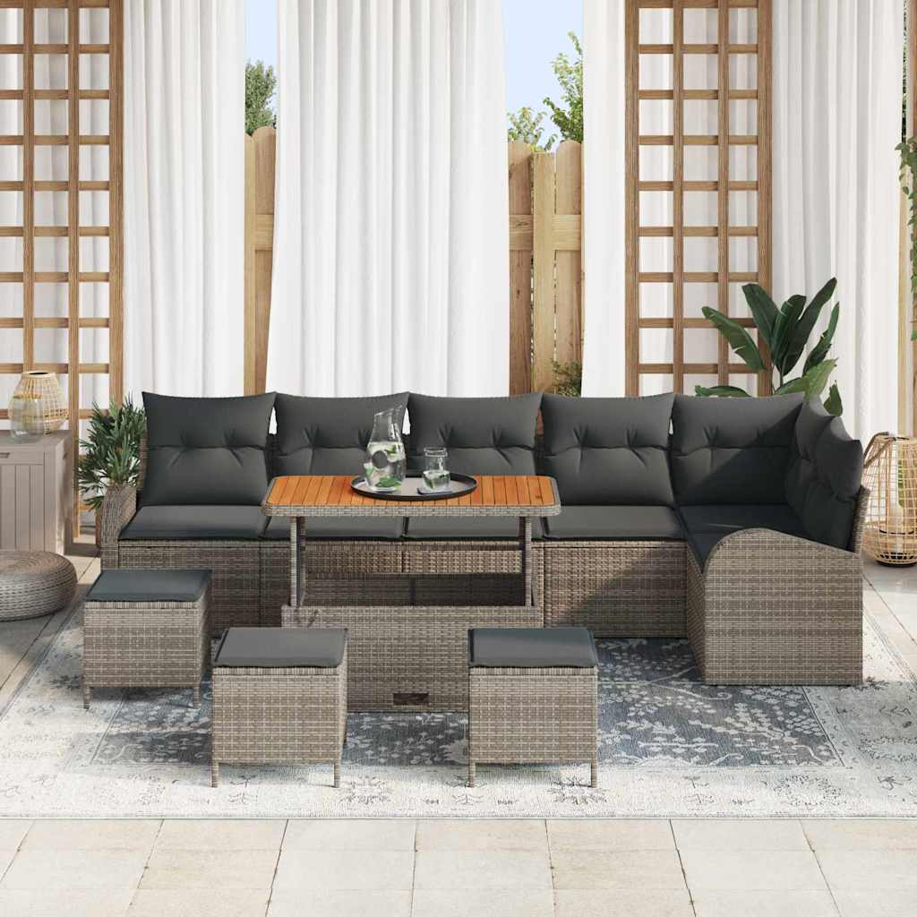 Set Divano da Giardino con cuscino con cuscino 10 pcs Grigio