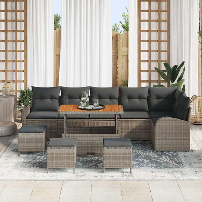Set Divano da Giardino con cuscino con cuscino 10 pcs Grigio