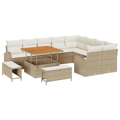 Set Divano da Giardino con cuscino 12 pcs Beige e Crema