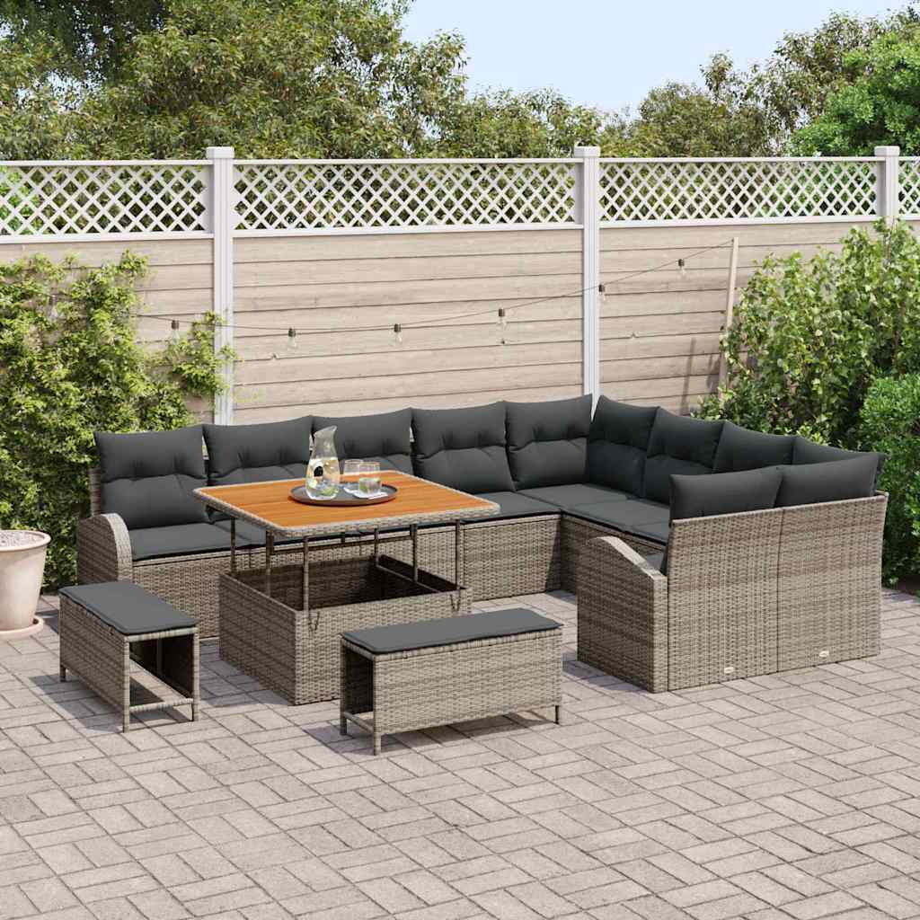 Set Divano da Giardino con cuscino con cuscino 12 pcs Grigio