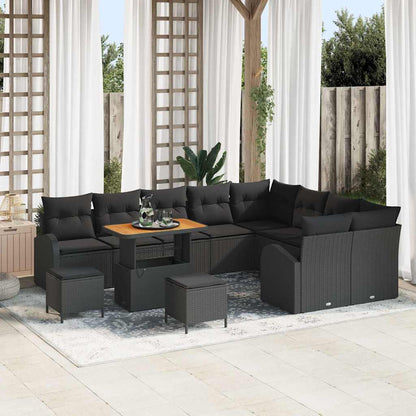 Set Divano da Giardino con cuscino con cuscino 12 pcs Nero