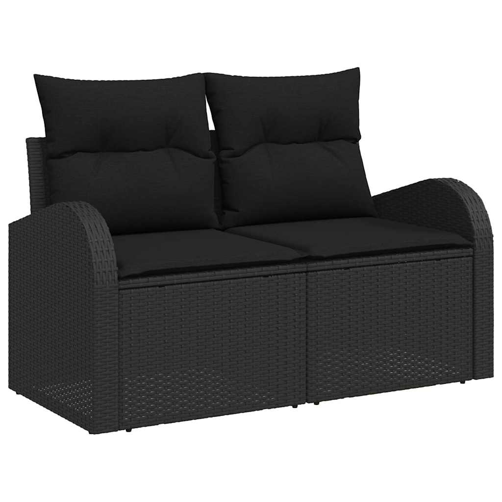 Set Divano da Giardino con cuscino con cuscino 12 pcs Nero