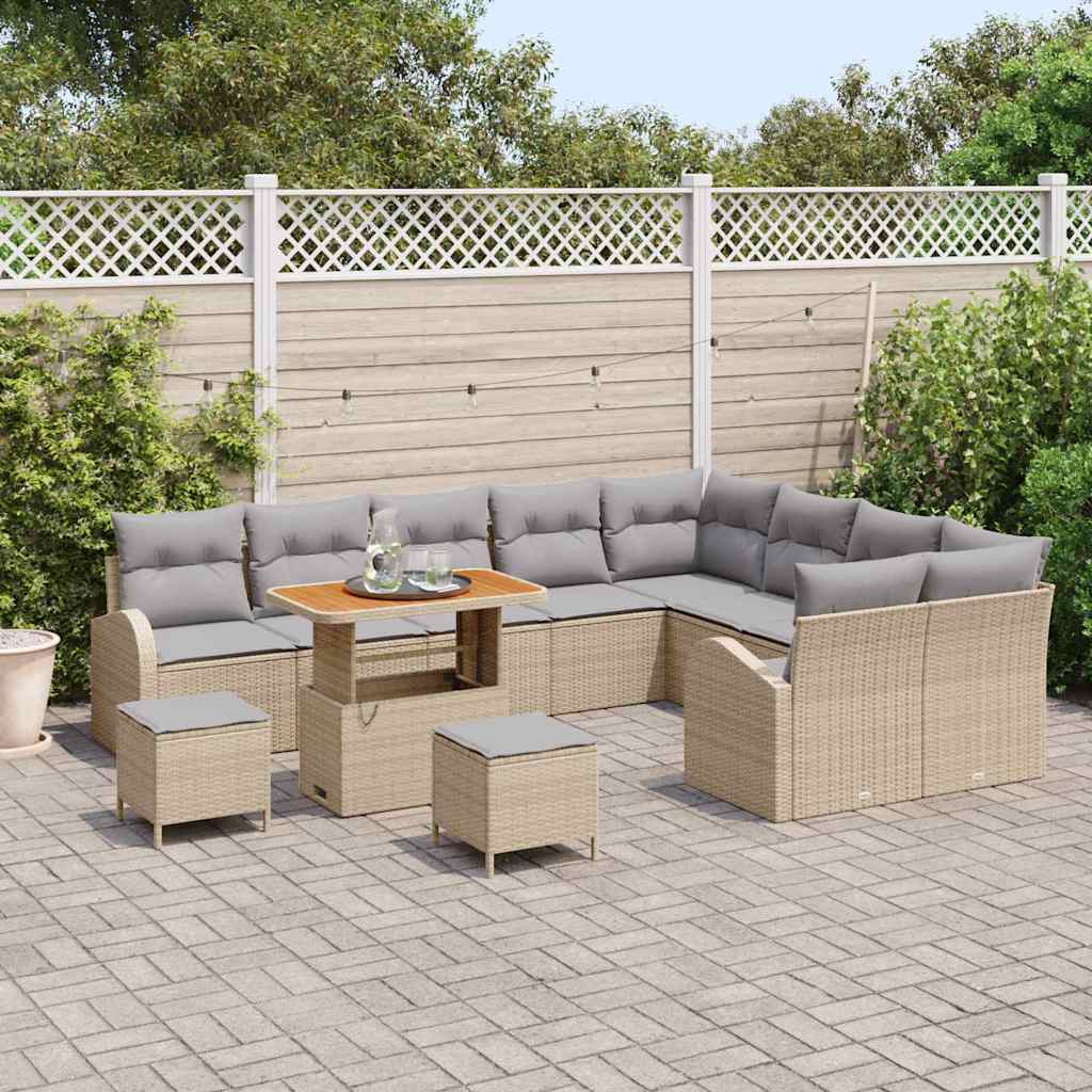 Set Divano da Giardino con cuscino 12 pcs Beige e Grigio Chiaro