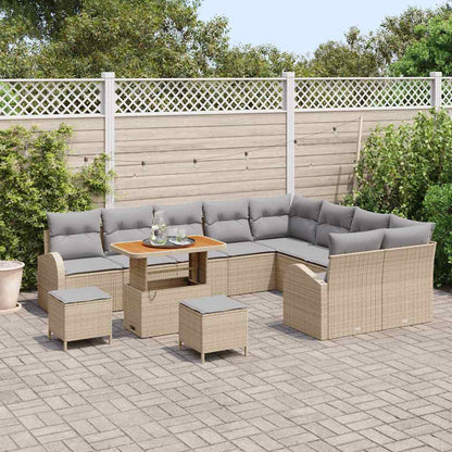 Set Divano da Giardino con cuscino 12 pcs Beige e Grigio Chiaro